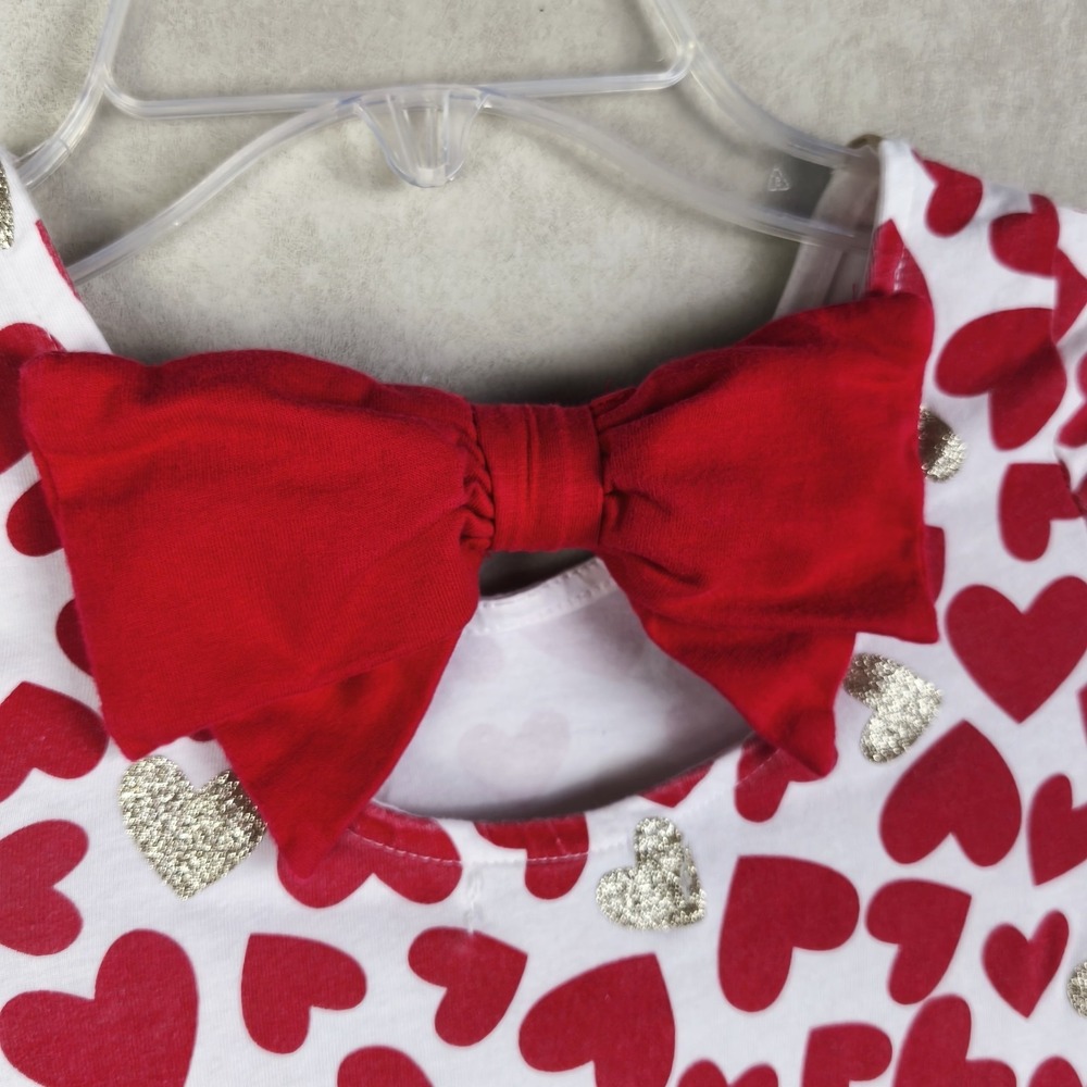 Tommy Bahama Girls Heart Dress Size 7 Red Gold Valentine Long Sleeve‎ - Picture 3 of 6